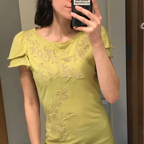 Deletta Anthropologie green patterned blouse - Picture 6 of 6